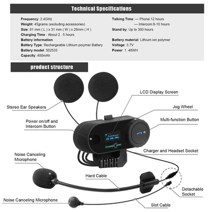 Hands Free Bluetooth Motorcycle Intercom