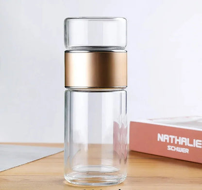 Double-Wall Glass Tea Infuser with Independent Leaf Chamber