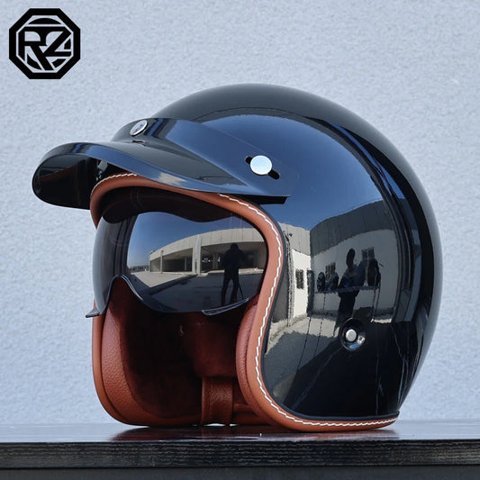 Retro 3/4 Open Face Motorcycle Helmet