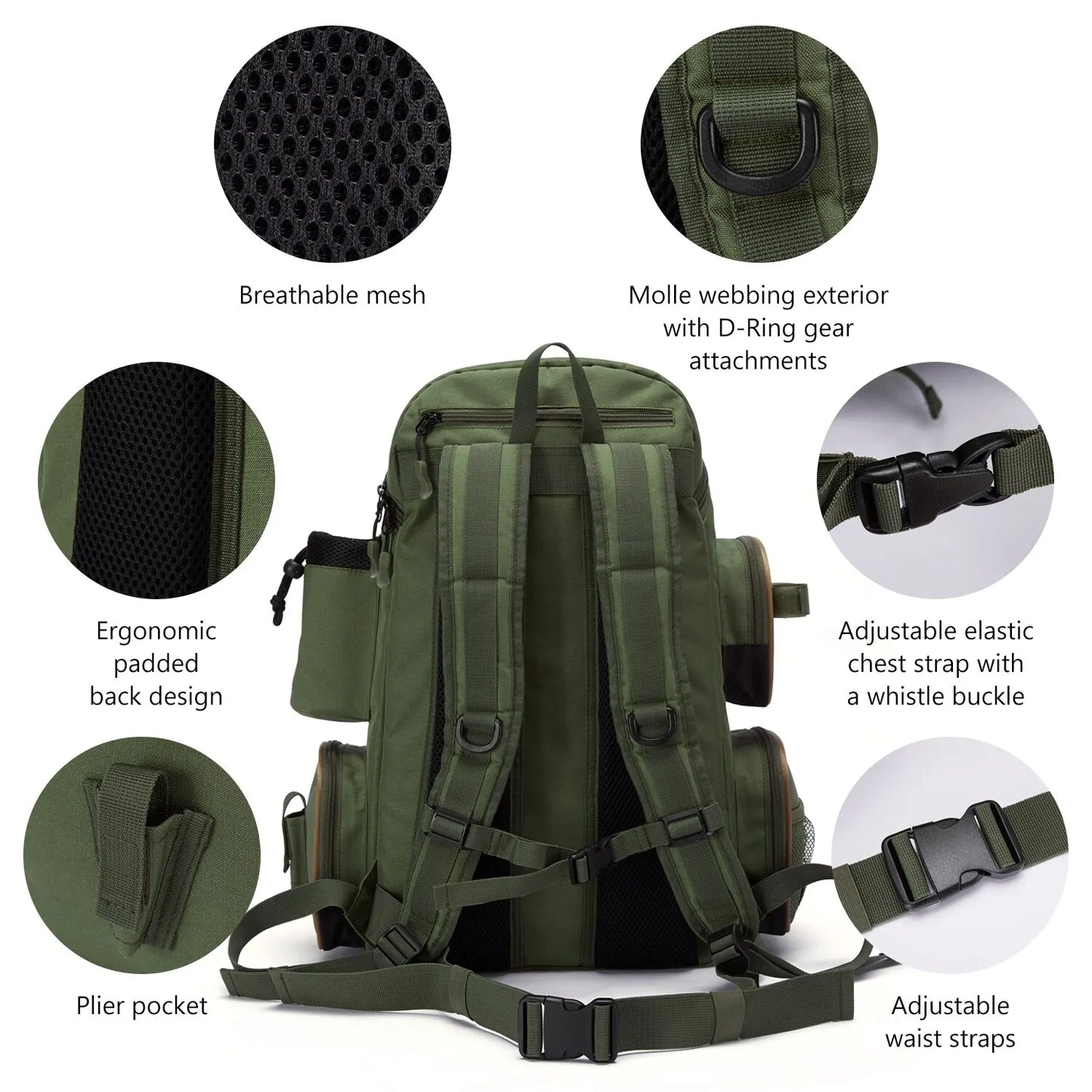 Tactical Fishing Backpack with Tackle Box Storage