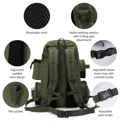 Tactical Fishing Backpack with Tackle Box Storage