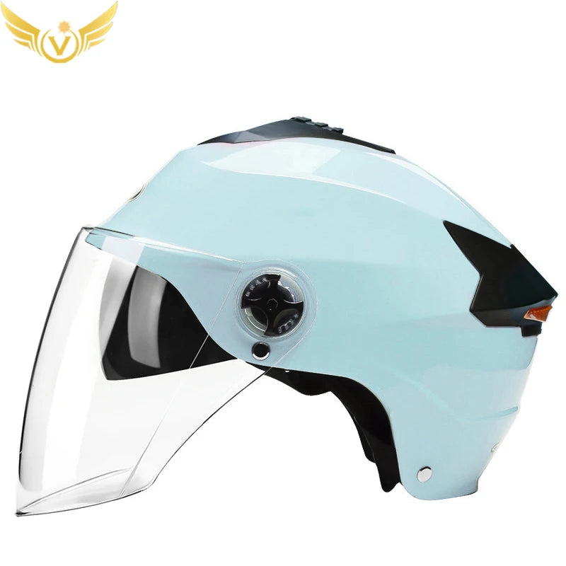 Double-Lens Bicycle/Scooter Helmet with Integrated Rear LED Safety Light