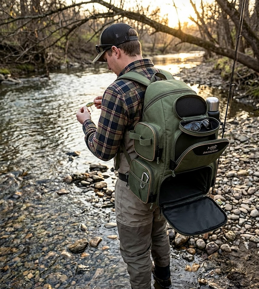 Tactical Fishing Backpack with Tackle Box Storage