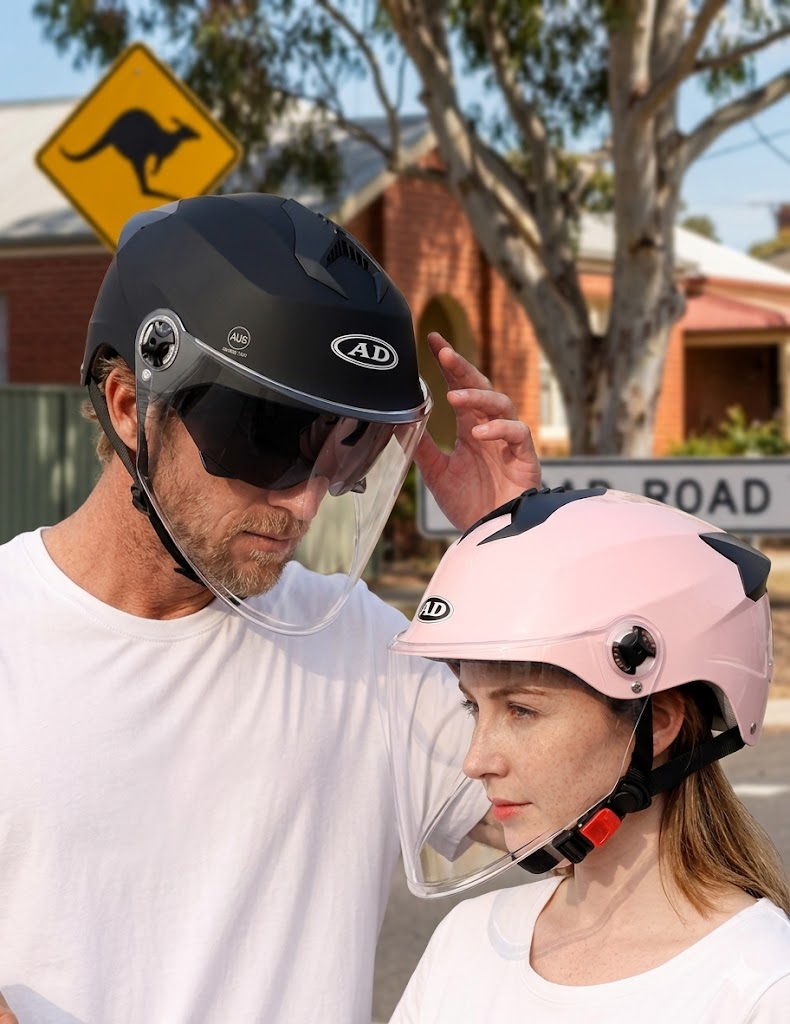 Double-Lens Bicycle/Scooter Helmet with Integrated Rear LED Safety Light
